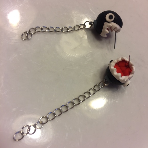 👾 Awesome cartoon chain monster stud tassel stud earrings 🎮 - Picture 5 of 7